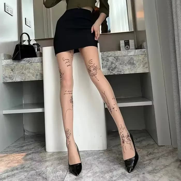 Collants sexy pour femmes avec motifs de tatouages