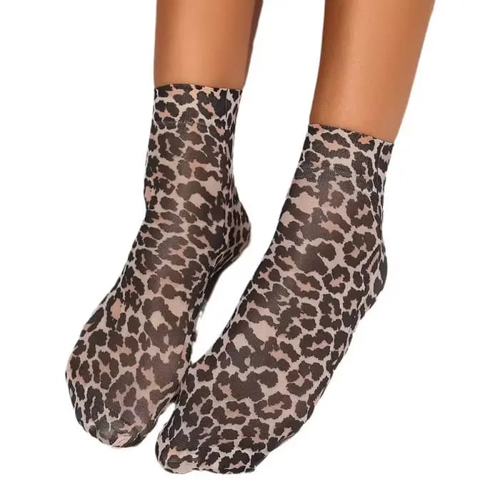 Chaussettes courtes imprimées léopard à grandes fleurs