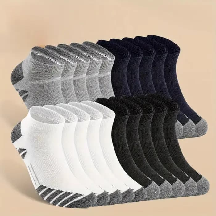 10 paires Cool hommes noir blanc quatre saisons coton chaussette ensemble mâle couleur unie respirant sport course