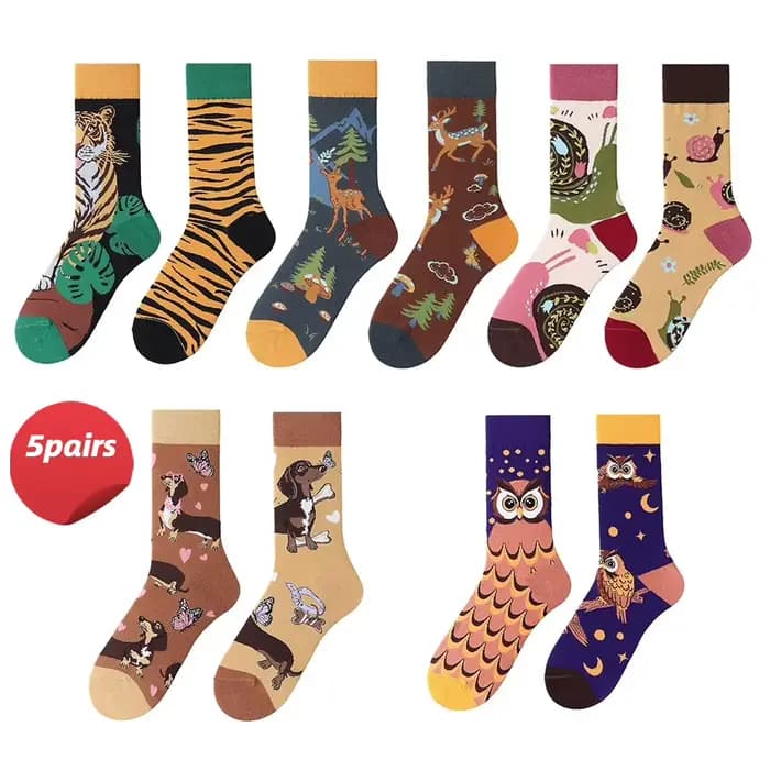 【5 paires】 Chaussettes originales AB Tide pour homme et femme, chaussettes colorées en coton, chaussettes unisexes à tube moyen pour toutes les saisons, cadeau