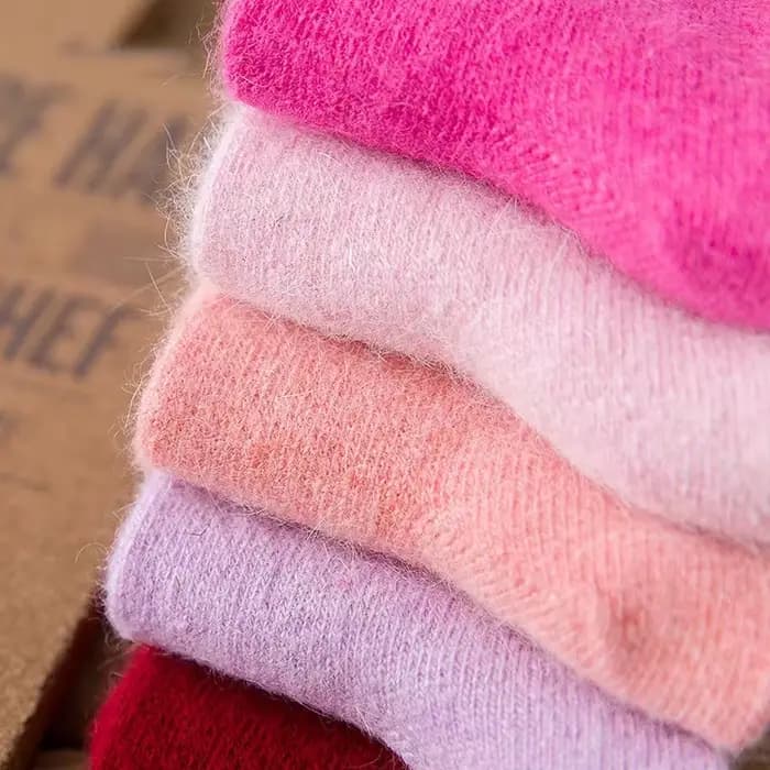 Couleur Pure chaussettes d'hiver chaudes Angora lapin cheveux femme épaississement laine chaussettes coton chaussettes lapin laine chaussettes hiver Calcetines