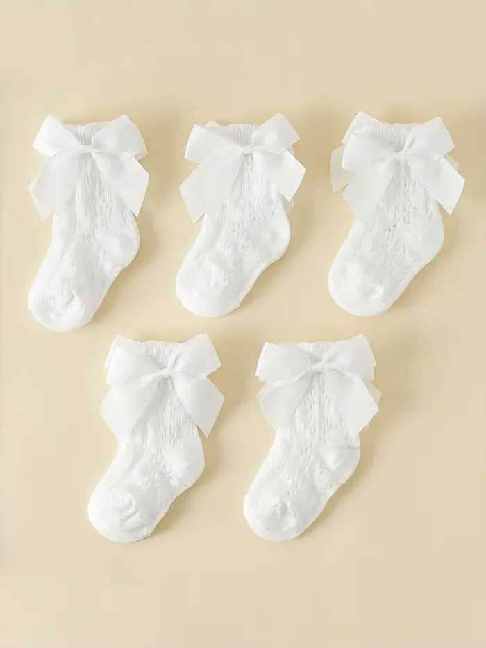 1/5 paires de chaussettes pour bébé, Love Bow, chaussettes en dentelle mignonnes, chaudes, pour l'intérieur et l'extérieur, peuvent être portées