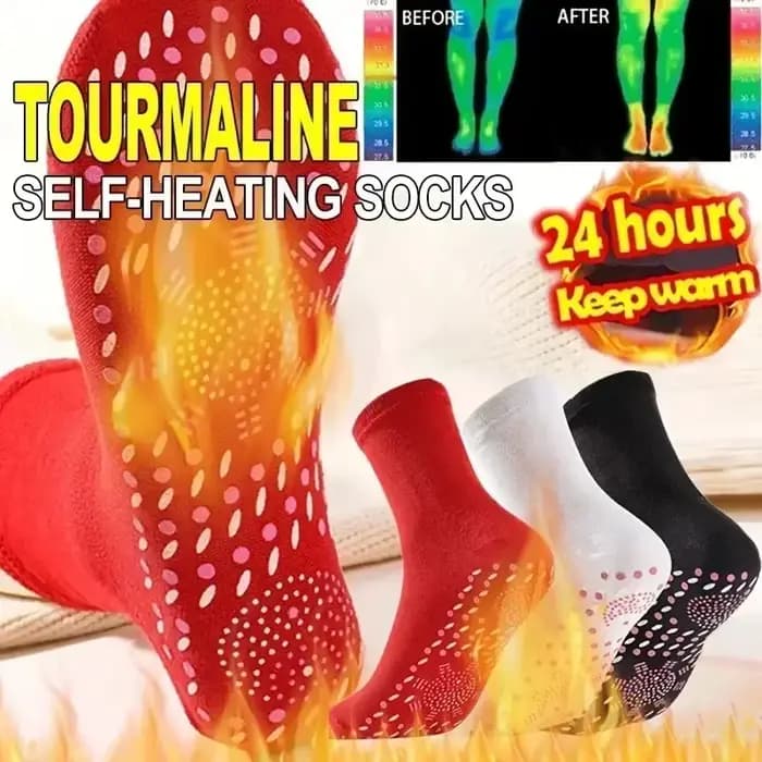 Chaussettes chauffantes en tourmaline à auto-chauffage et magnétiques pour femmes