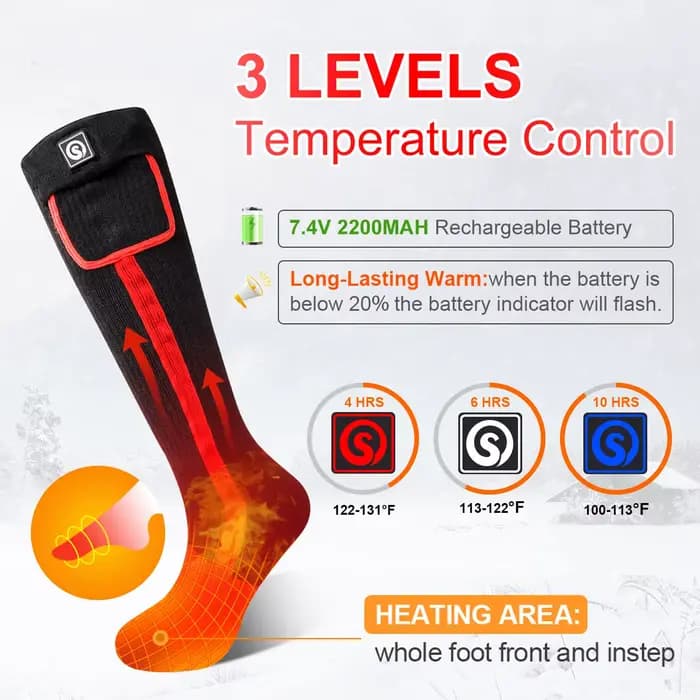 SNOW DEER-Chaussettes de ski chauffantes électriques pour femmes et hommes