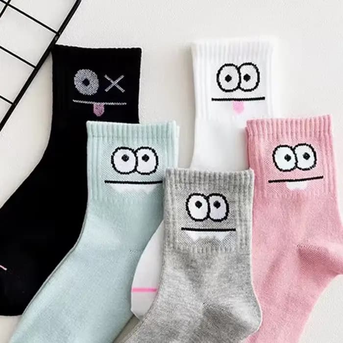 5 paires de chaussettes imprimées Expression mignonnes
