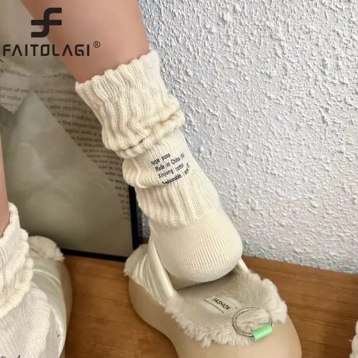 Mode épais aiguille chaussettes pour hommes femmes rétro couleur unie sport longues