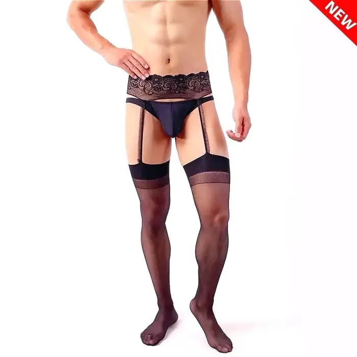 Collants en dentelle brodés pour hommes
