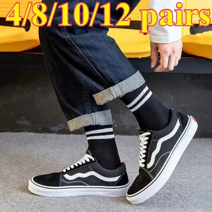 4/8/10/12 paires de nouvelles chaussettes en coton pour hommes nouveaux styles chaussettes noires pour hommes d'affaires doux respirant automne printemps pour étudiant Mle