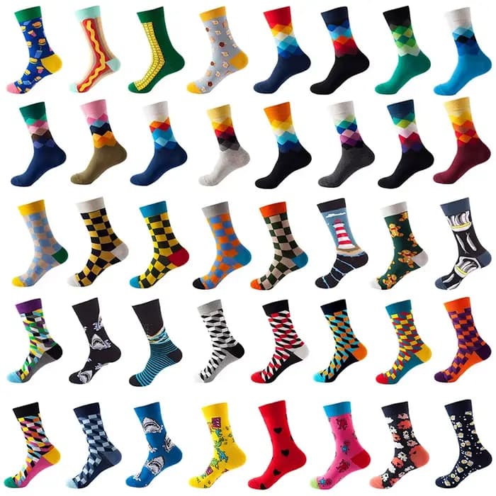 Chaussettes unisexes à motifs de dessins animés pour hommes et femmes, tendance streetwear, motifs avocat, hamburger, sushi, carreaux, rayures, pomme, oeuf frit, zèbre