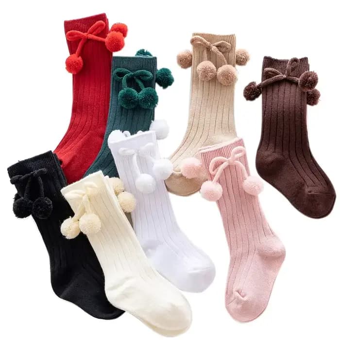 Pompon bébé garçons filles chaussettes pour enfants tricot nouveau-né automne hiver