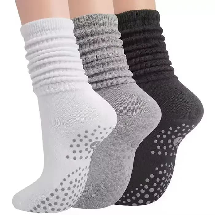 Chaussettes de yoga mi-mollet pour Pilates, antidérapantes, absorbantes, à pois, pour femmes, polyvalentes, pour le sport et le fitness, avec points en silicone