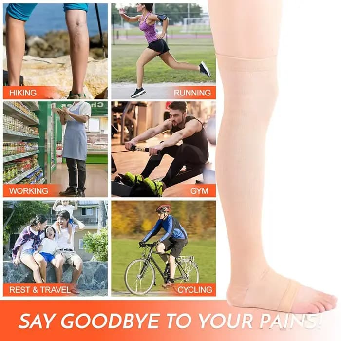 Chaussettes à haute Compression, soutien des jambes, chaussettes de Compression extensibles, Anti-Fatigue, soulagement de la douleur, bas hauts pour hommes et femmes