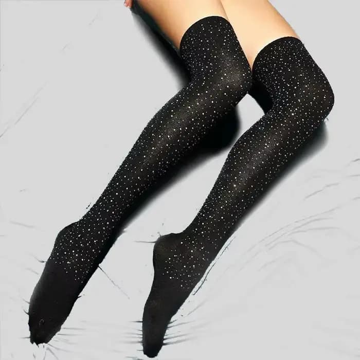 Chaussettes longues sexy avec diamants d'imitation pour femmes