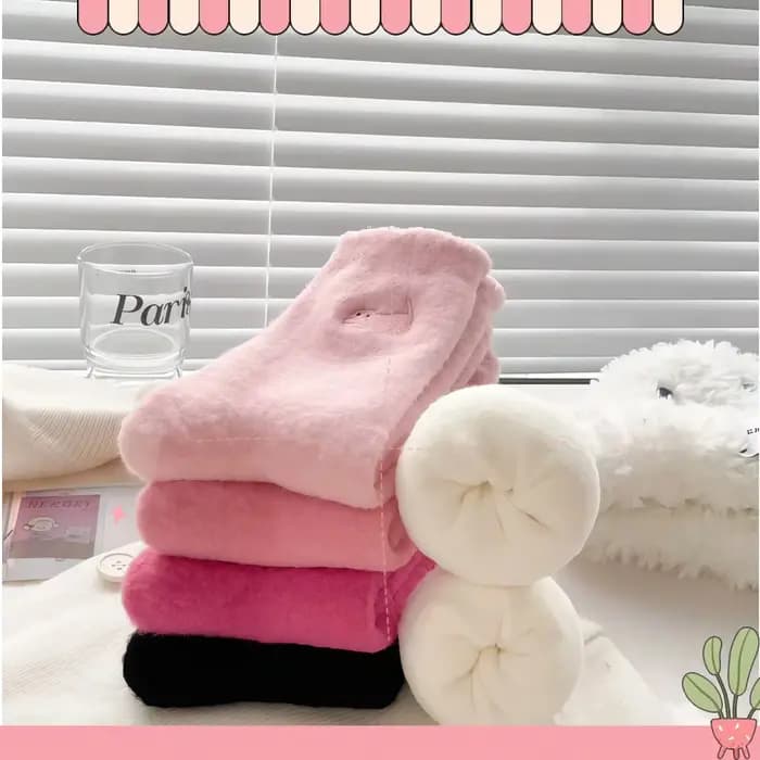 Femmes hiver chaussettes mignonnes épais thermique solide doux vison velours moelleux