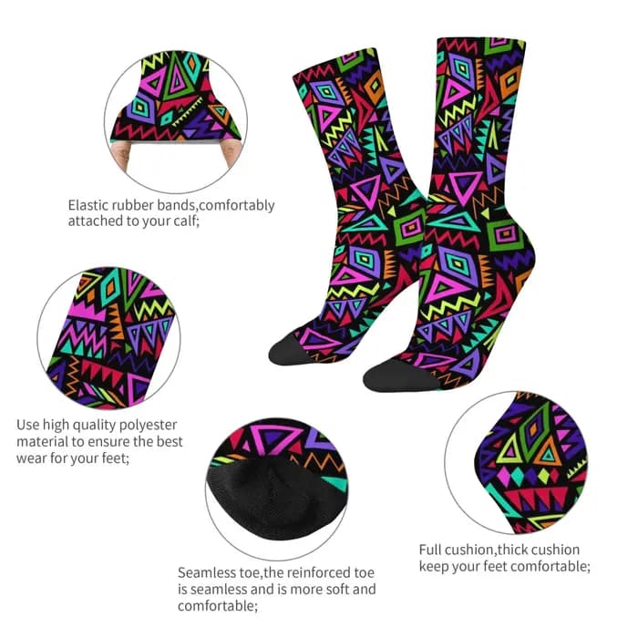 Chaussettes pour hommes à motifs géométriques colorés