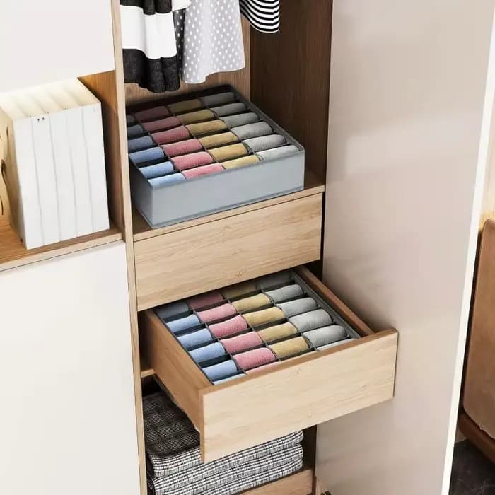 Boîte de rangement pliable à 24 compartiments, organiseur en tissu pour chaussettes et sous-vêtements, pour armoire, tiroir, organisation de la maison