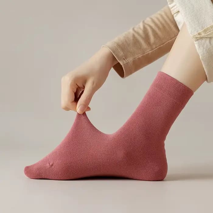 Chaussettes femme coton couleur unie automne printemps doux respirant