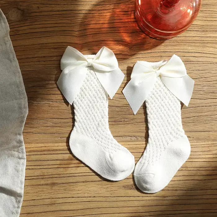 Chaussettes longues à gros nœud pour enfants