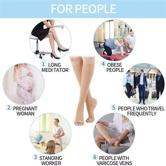 Chaussettes de compression S-XXL 1 paire médicale prévenir les varices tuyau de soutien sans orteils pour femmes hommes