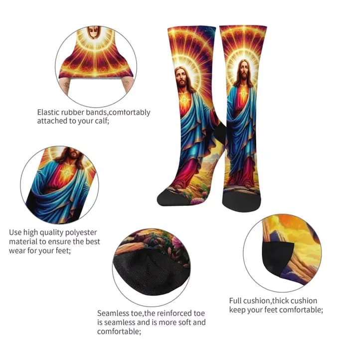 Jésus le sauveur mythologie Art chaussettes pour hommes confortable chaud rétro mode