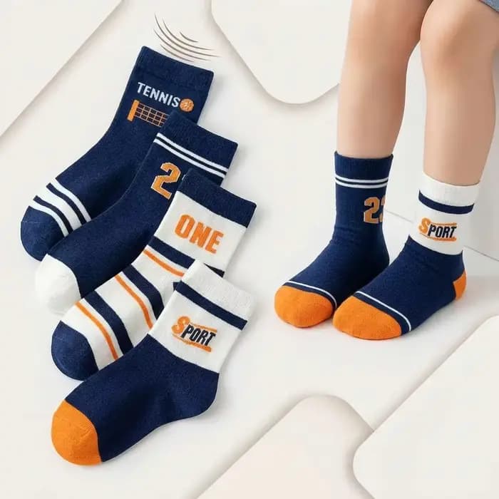 5 paires de chaussettes en coton pour garçons – Design sportif, chaussettes douces et confortables pour toutes les saisons