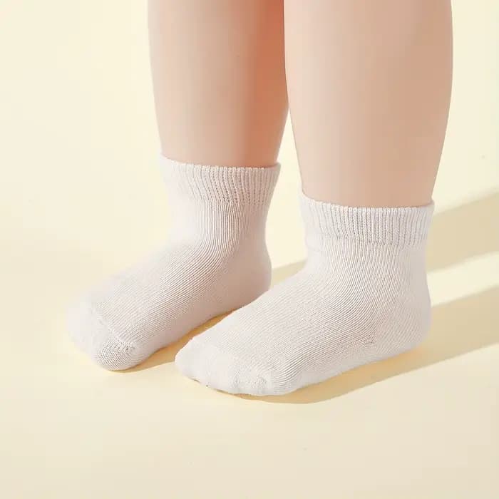 Chaussettes Blanches en Coton pour Bébé Fille et Garçon de 0 à 2 Ans, à la Mode, 5 Paires/Ensemble, 2025
