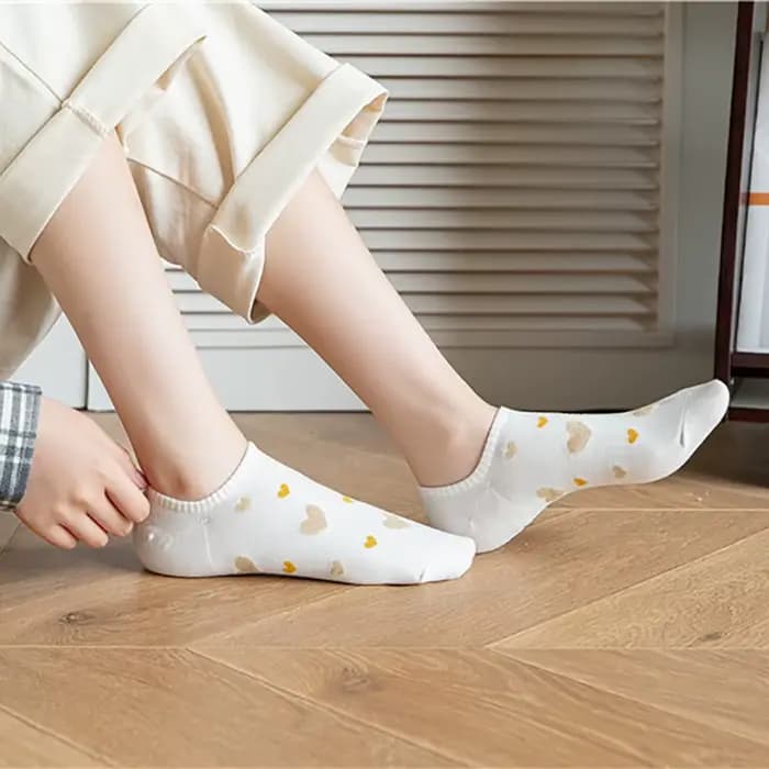 5 paires de chaussettes en forme de cœur de couleurs assorties pour femmes