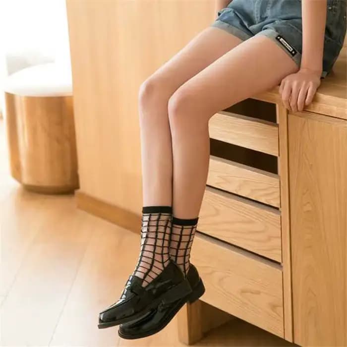 Chaussettes Sexy en résille et dentelle transparente pour femmes