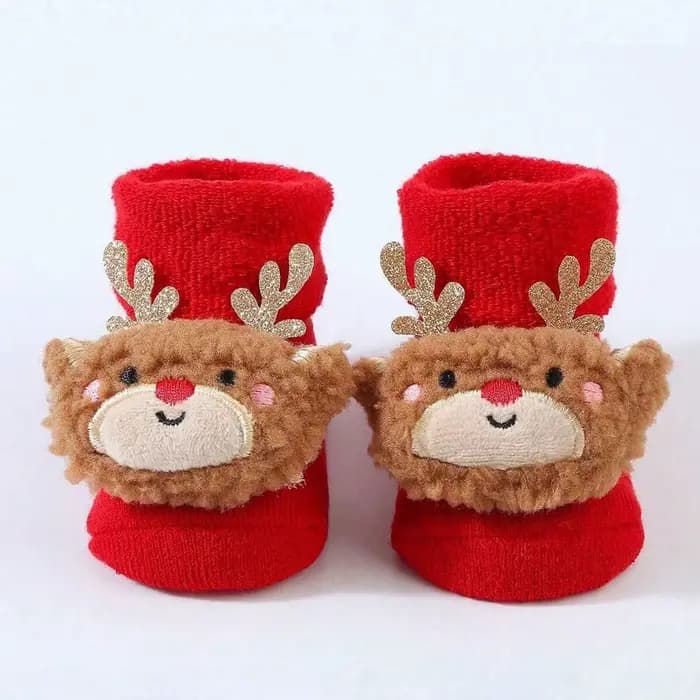 Chaussettes pour enfants pour filles et garçons, antidérapantes, en coton imprimé, chaussettes de noël pour nouveau-nés, vêtements courts pour nourrissons