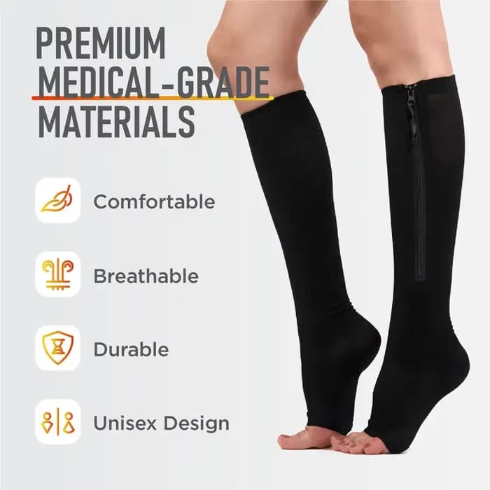 Chaussettes de compression à fermeture éclair pour femmes et hommes