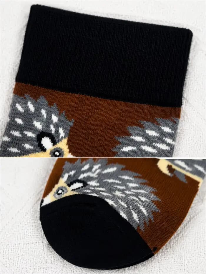 Chaussettes en coton hérisson pour hommes, chaussettes fantaisie à motif animal, chaussettes de skateboard amusantes et mignonnes, nouveauté