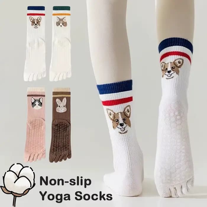 Chaussettes de yoga antidérapantes pour femmes - Design à 5 doigts