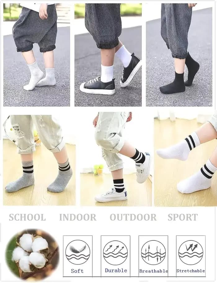 Chaussettes de rinçage athlétiques en coton pour garçons