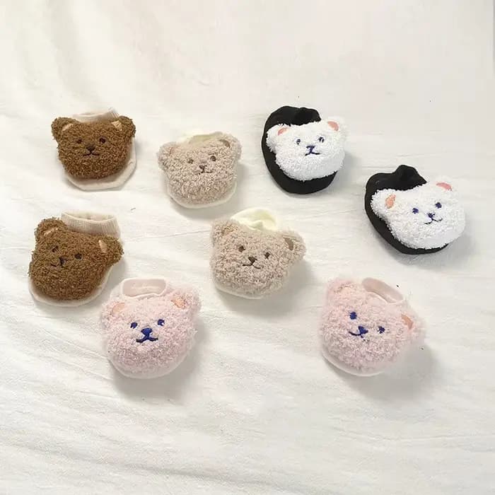Nouveau bébé chaussettes courtes nouveau-né dessin animé ours chaussette enfants doux bateau
