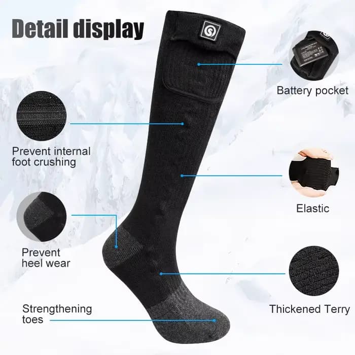 Snow Deer hiver chaussette chauffante bas thermiques femme hommes Ski Camping chaussettes chaudes sport batterie Rechargeable chauffe-pieds