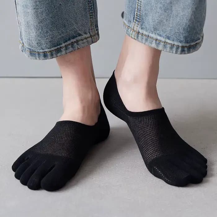 Chaussettes courtes respirantes à cinq doigts pour hommes et femmes, chaussons invisibles, chaussettes douces, absorbant la transpiration, bateau de rinçage, coton, haute qualité, nouveau