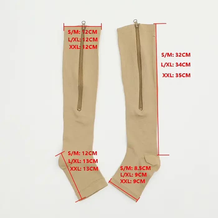 Bas de Compression sport pression longues chaussettes de cyclisme fermeture éclair professionnel jambe soutien épais femmes varices chaussettes