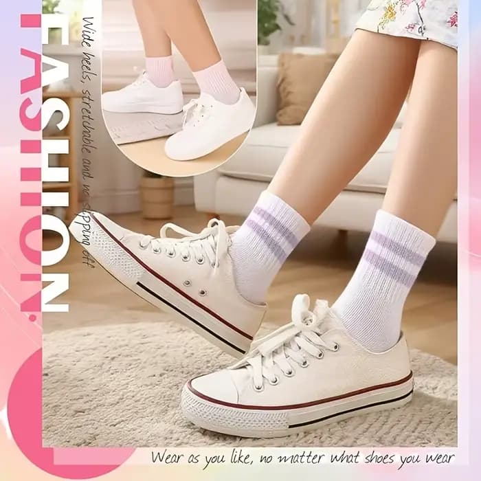 3 paires de chaussettes de sport pour filles de 9 à 12 ans avec des rayures rétro