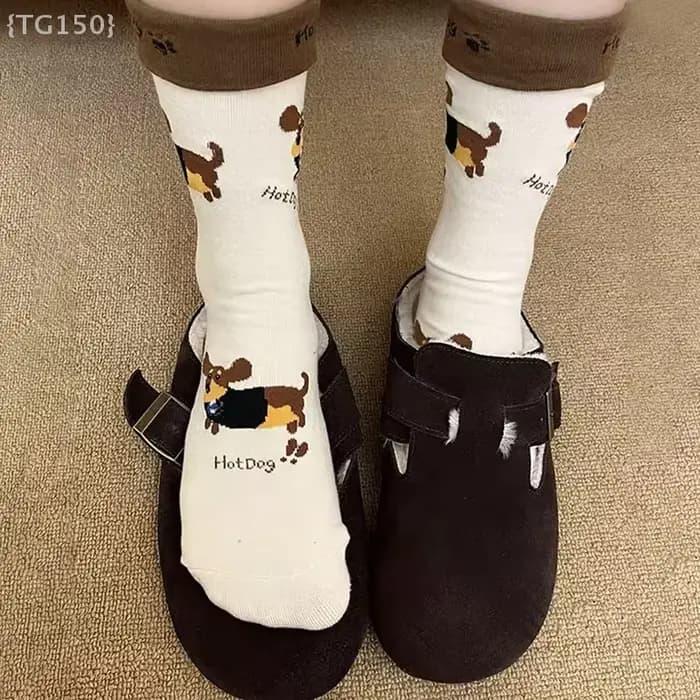 【N】 Chaussettes drôles en coton avec animaux teckel