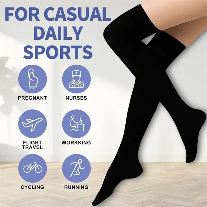 1 paire de chaussettes de compression sportives à hauteur de cuisse pour la course à pied