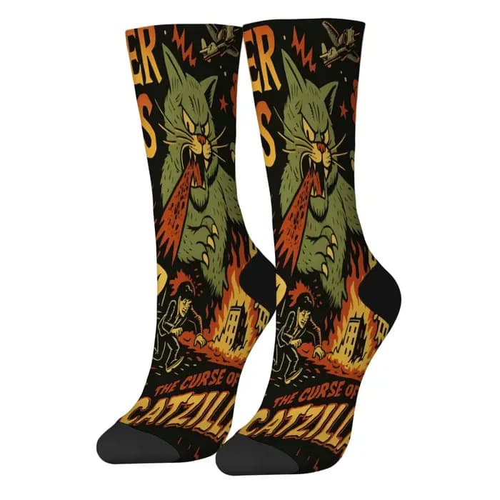 Harajuku rétro dessin animé Rock imprimé chaussettes pour hommes confortable respirant