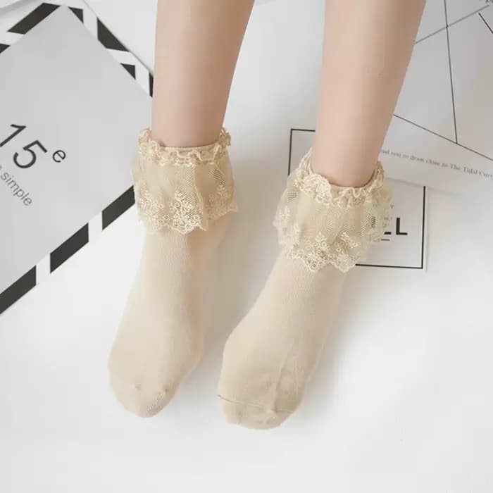 Mode femmes filles dentelle à volants froufrous cheville chaussettes Harajuku belle mignon Vintage rétro Floral dame blanc princesse danse de mariage