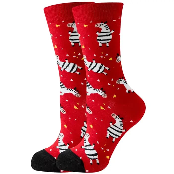 Chaussettes de sport en coton pour femmes, tube moyen créatif, motif animal et plante, chaussette mignonne colorée, cadeau merveilleux, mode de créateur drôle