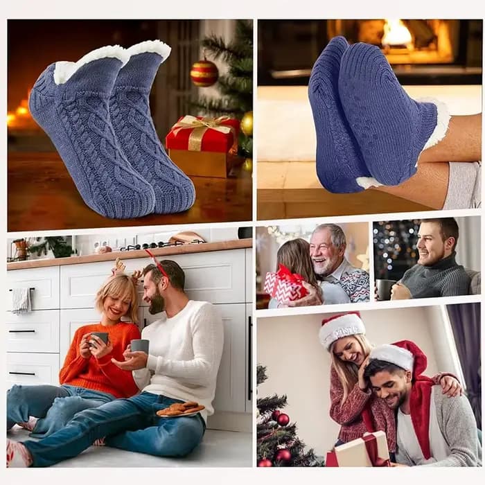 Chaussettes pantoufles d'hiver avec pinces pour hommes et femmes – Chaudes