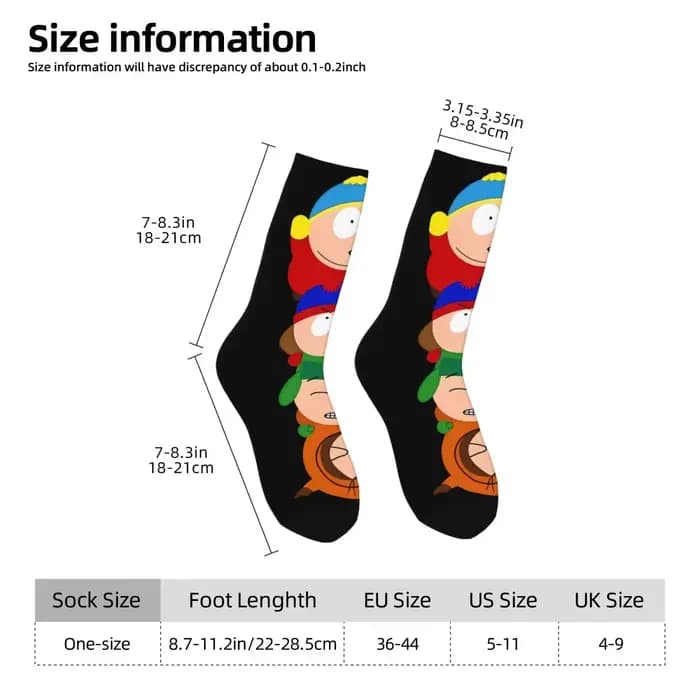 Chaussette en laine unisexe S-southpark Theme Breaking Park RNCan High FS