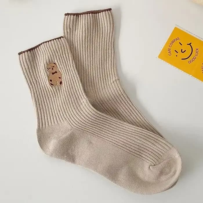 3/5/6 paires de chaussettes en coton doux à motif d'ours de dessin animé