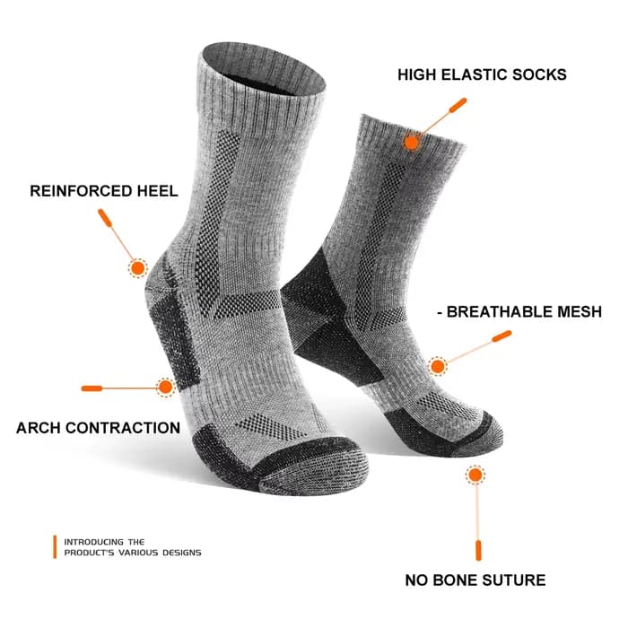 WRELS chaussettes thermiques en laine mérinos hiver longues chaudes douces Ski snowboard chaussettes épais coton Absorption d'humidité haute élastique chaussettes