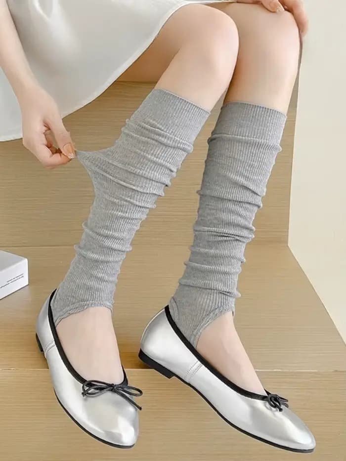 Chaussettes blanches pour femmes, chauffe-jambes en coton, chaussettes hautes d'été fines de Style Ballet, JK, couvre-jambes amples décontractés