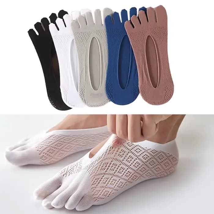 Chaussettes d'été à orteils en maille ajouré, absorbant la sueur, bateau, chaussettes courtes à la cheville, respirantes à cinq doigts