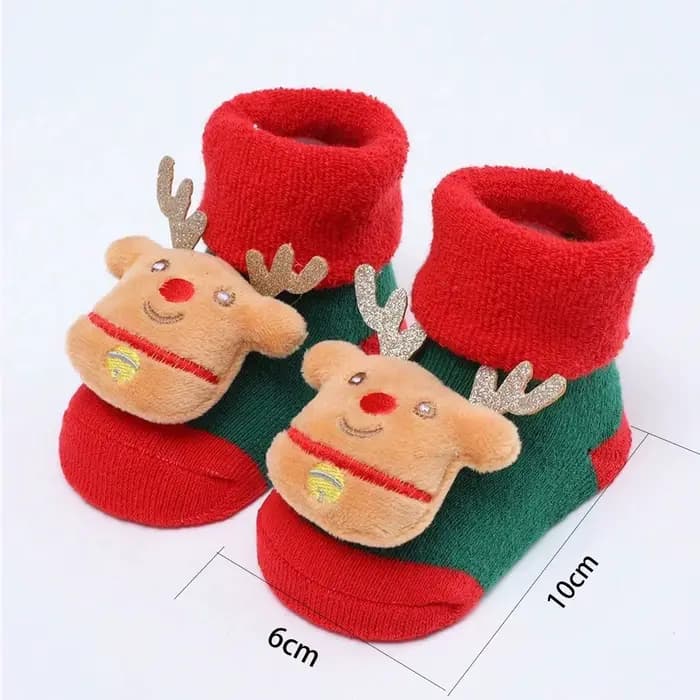 Chaussettes pour enfants pour filles et garçons, antidérapantes, en coton imprimé, chaussettes de noël pour nouveau-nés, vêtements courts pour nourrissons